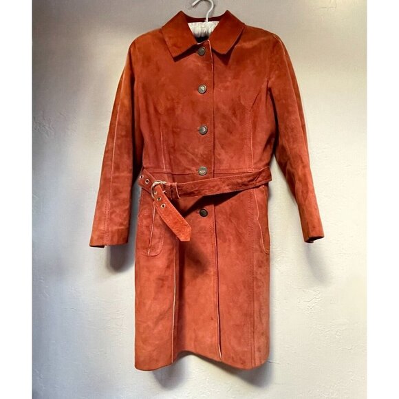 Kyller Of Sweden Jackets & Blazers - Vintage Kyller Of Sweden Womens Button Down Belted Leather Coat Jacket Brown